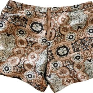 H&M High Waist Patterned Shorts - Brown and Black